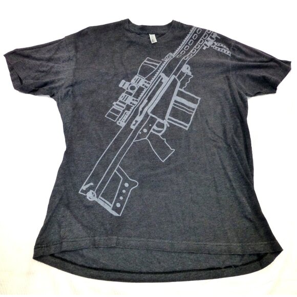 Graphic Rifle Design Charcoal Gray Soft T-Shirt By Barrett Firearms - Picture 1 of 8